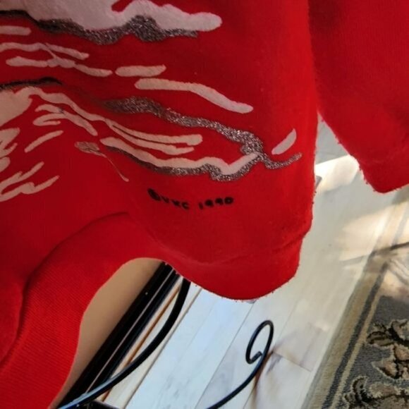 Nutcracker Vintage Sz M Red Puff Graphic Embellished Holiday House LS Sweatshirt - Picture 6 of 9